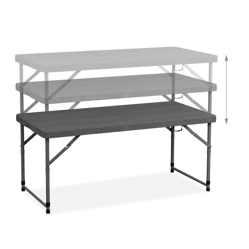 Table de jardin réglable hauteur 120 x 60 cm design moderne extérieur pratique en plastique blanc 13_0015780