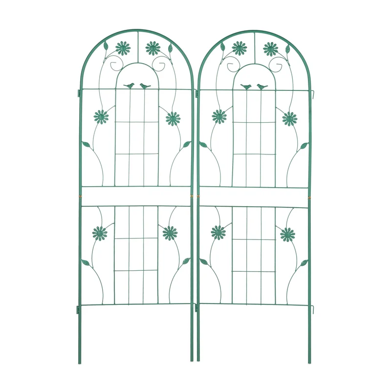 Lot de 2 tuteurs à tomates design décoratif jardin 150 x 30 x 30 cm en métal vert 13_0012023