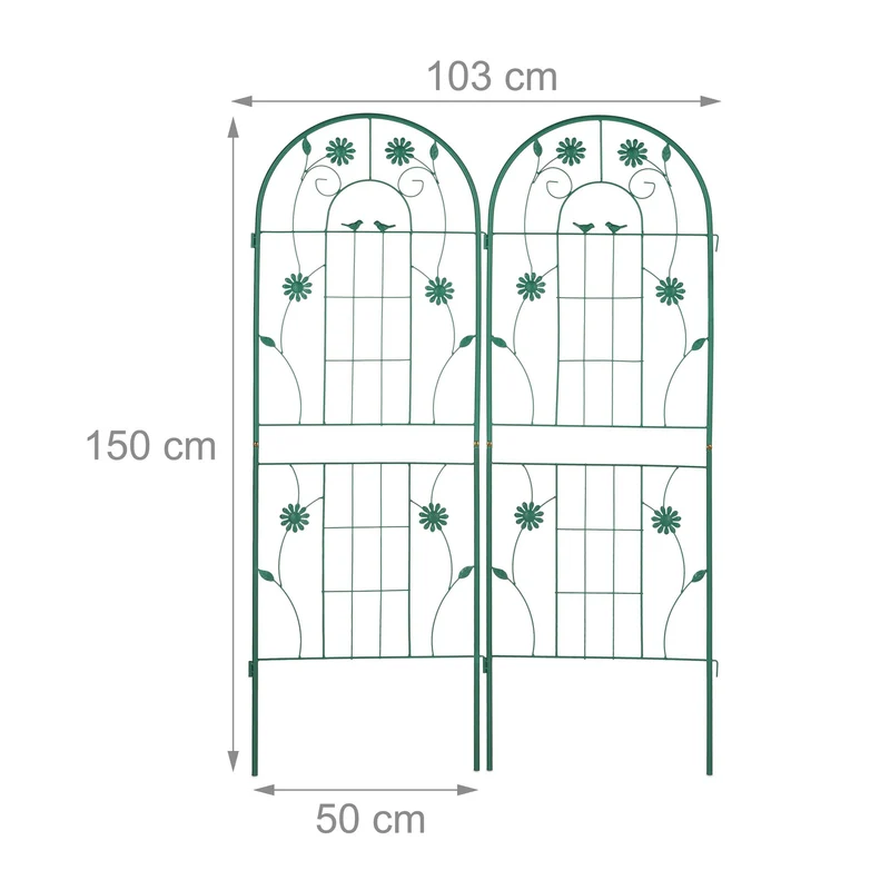 Lot de 2 tuteurs à tomates design décoratif jardin 150 x 30 x 30 cm en métal vert 13_0012023