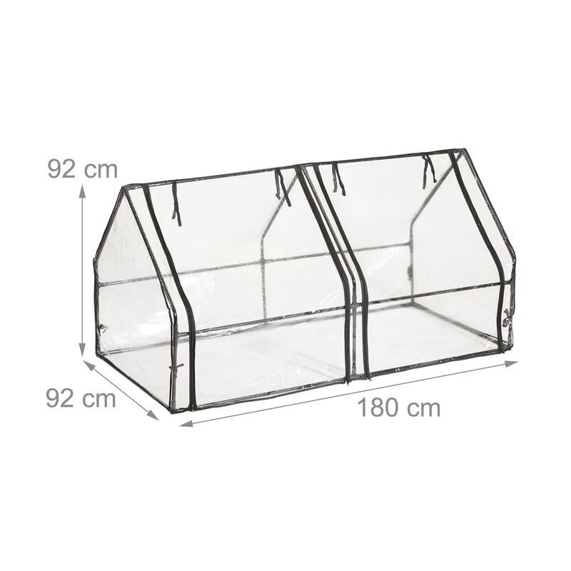 Mini-serre de jardin tunnel légère 220 x 120 x 80 cm polyvalente avec 2 portes en PVC transparent 13_0011935