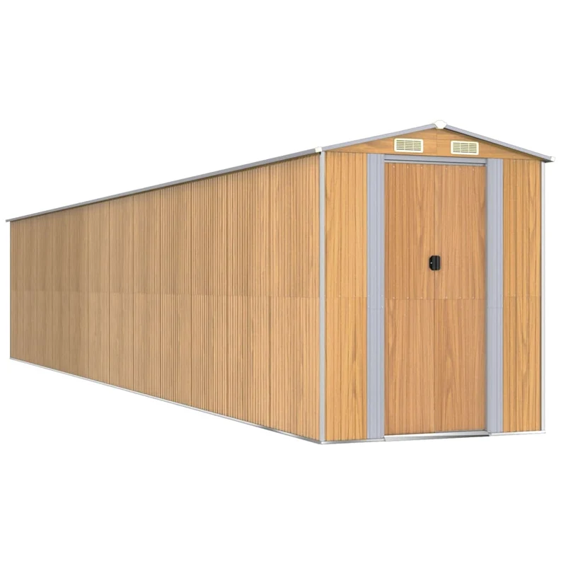 Abri de jardin cabane cabanon maison de stockage remise extérieur hangar outils robuste clair 192 x 1021 x 223 cm acier galvanisé marron 02_0022299