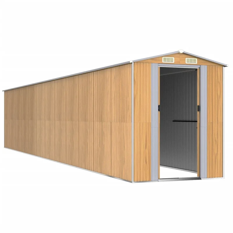Abri de jardin cabane cabanon maison de stockage remise extérieur hangar outils robuste clair 192 x 1021 x 223 cm acier galvanisé marron 02_0022299