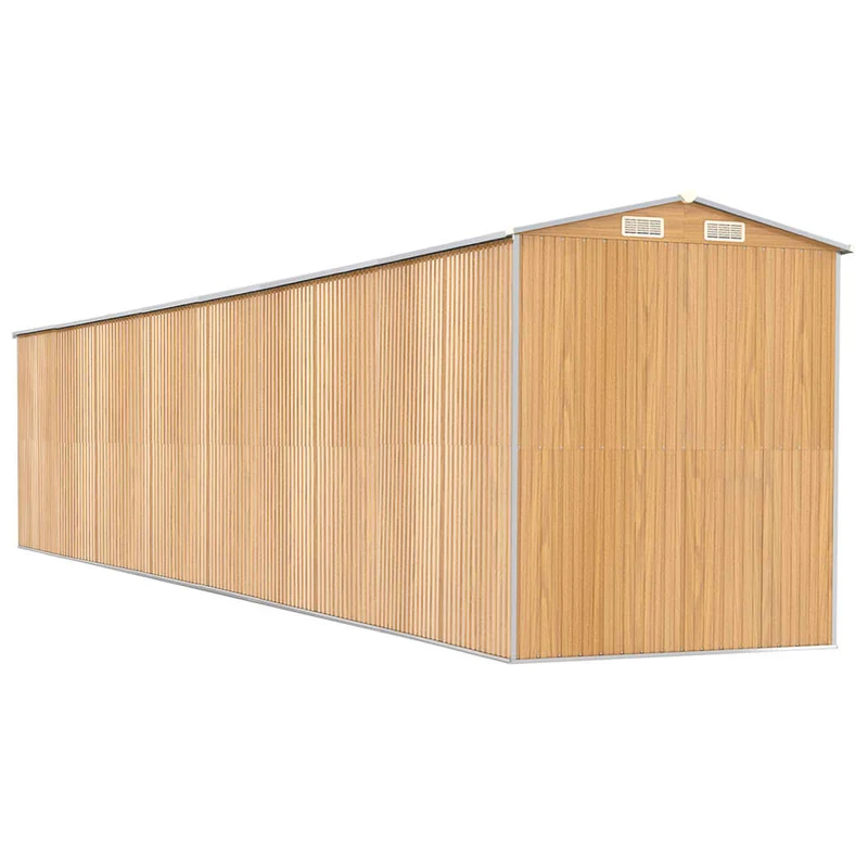 Abri de jardin cabane cabanon maison de stockage remise extérieur hangar outils robuste clair 192 x 1021 x 223 cm acier galvanisé marron 02_0022299