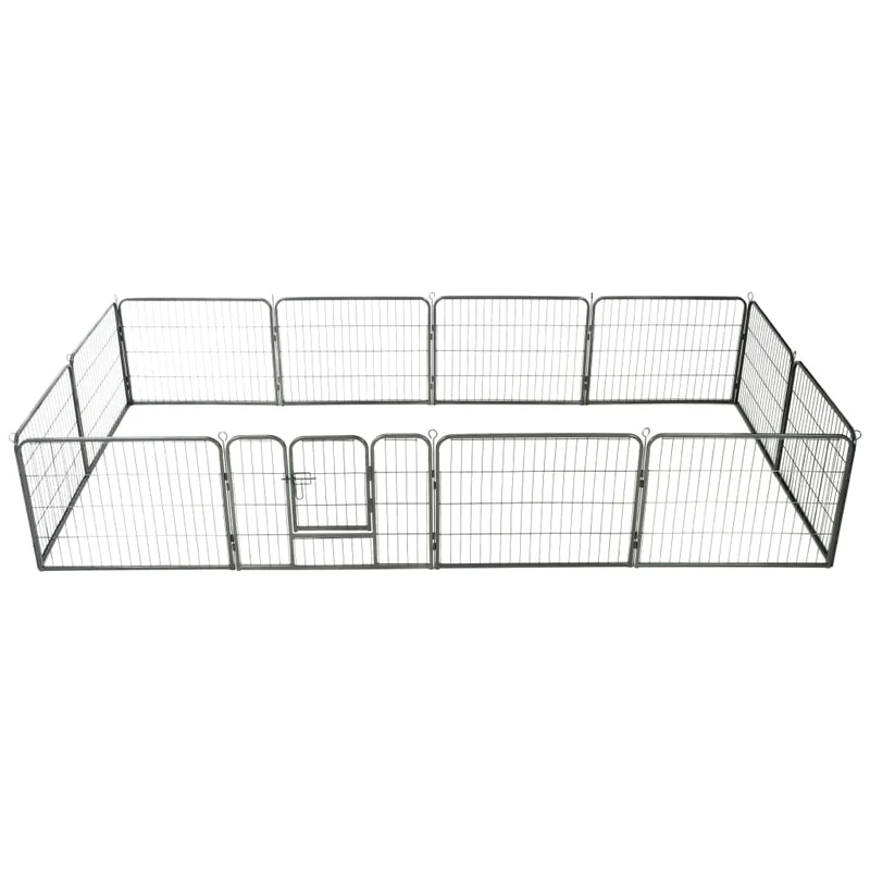 Parc pour chiens 12 panneaux acier 80 x 60 cm noir 02_0000565