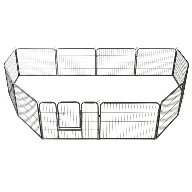 Parc pour chiens 12 panneaux acier 80 x 60 cm noir 02_0000565
