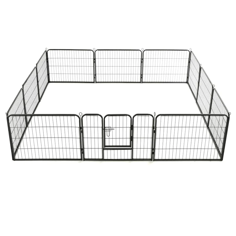 Parc pour chiens 12 panneaux acier 80 x 60 cm noir 02_0000565