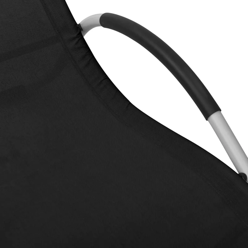 Transat chaise longue bain de soleil lit de jardin terrasse meuble d'extérieur textilène noir et gris 02_0012939