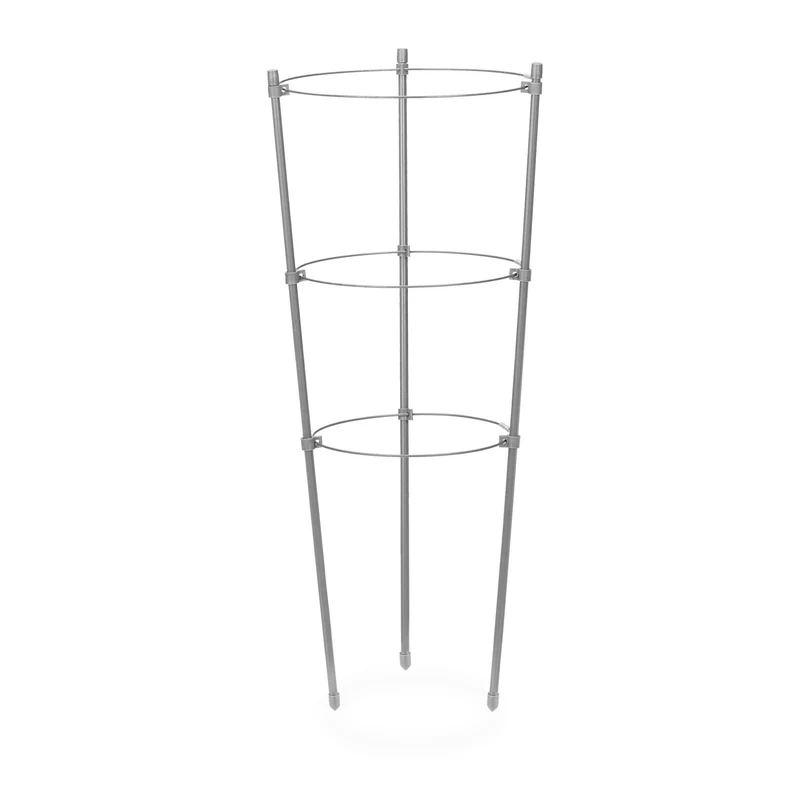 Lot de 4 tuteurs à tomates pour jardin balcon 3 anneaux réglables pratique et pliable en métal gris 13_0012760