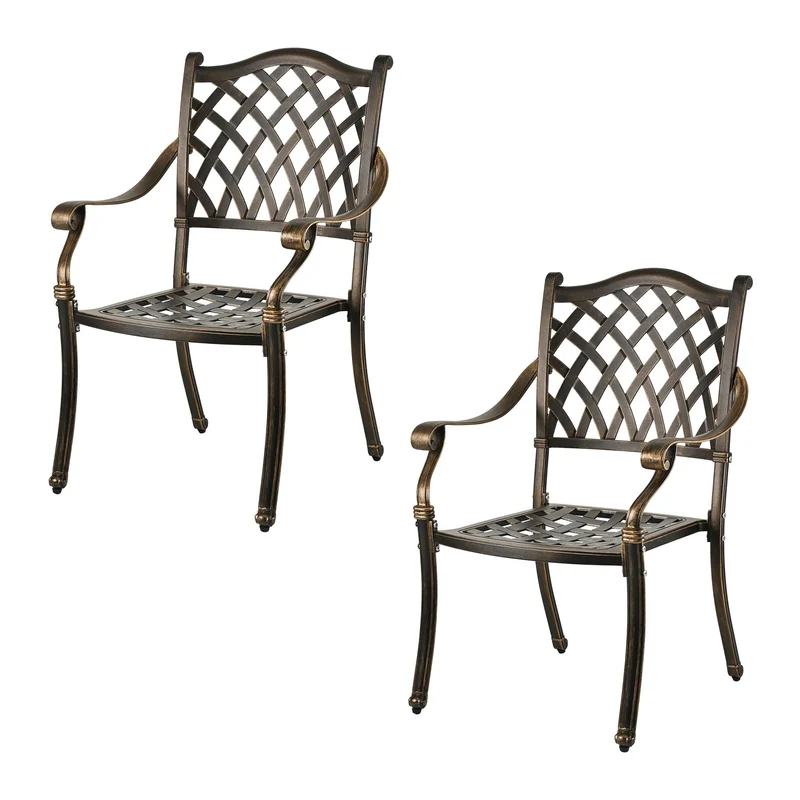 Chaise de jardin vintage confortable 91 x 63 x 63 cm style décoratif en fonte d'aluminium gris 13_0017496