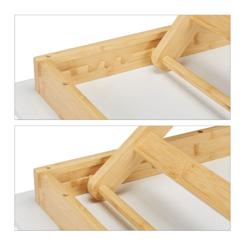 Table d'appoint pliable moderne réglable salon cuisine balcon 60 x 40 x 40 cm en bambou blanc 13_0013971