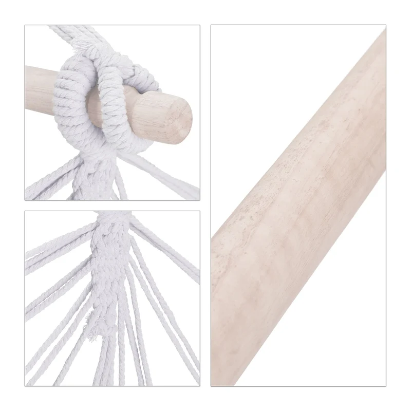 Hamac suspendu en coton 100 x 200 cm assise confortable pour intérieur extérieur style cocooning noir 13_0013037