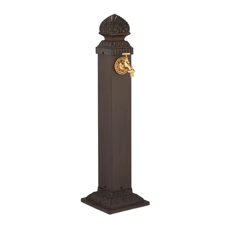 Fontaine extérieure de jardin décorative pratique 80 x 40 x 30 cm en béton gris 13_0017086
