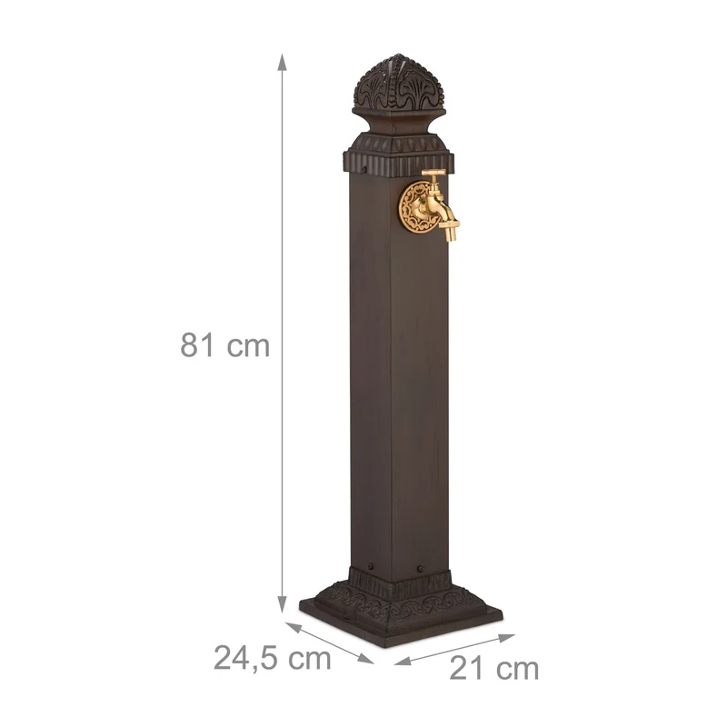 Fontaine extérieure de jardin décorative pratique 80 x 40 x 30 cm en béton gris 13_0017086