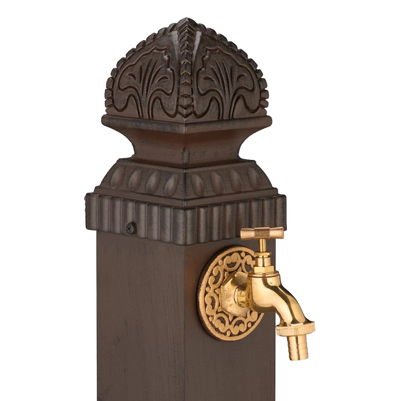 Fontaine extérieure de jardin décorative pratique 80 x 40 x 30 cm en béton gris 13_0017086