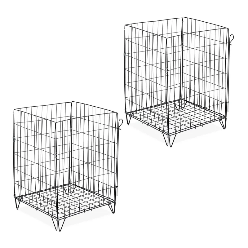 Lot de 2 composteurs de jardin 120 x 80 x 80 cm facile à monter en acier noir 13_0015095