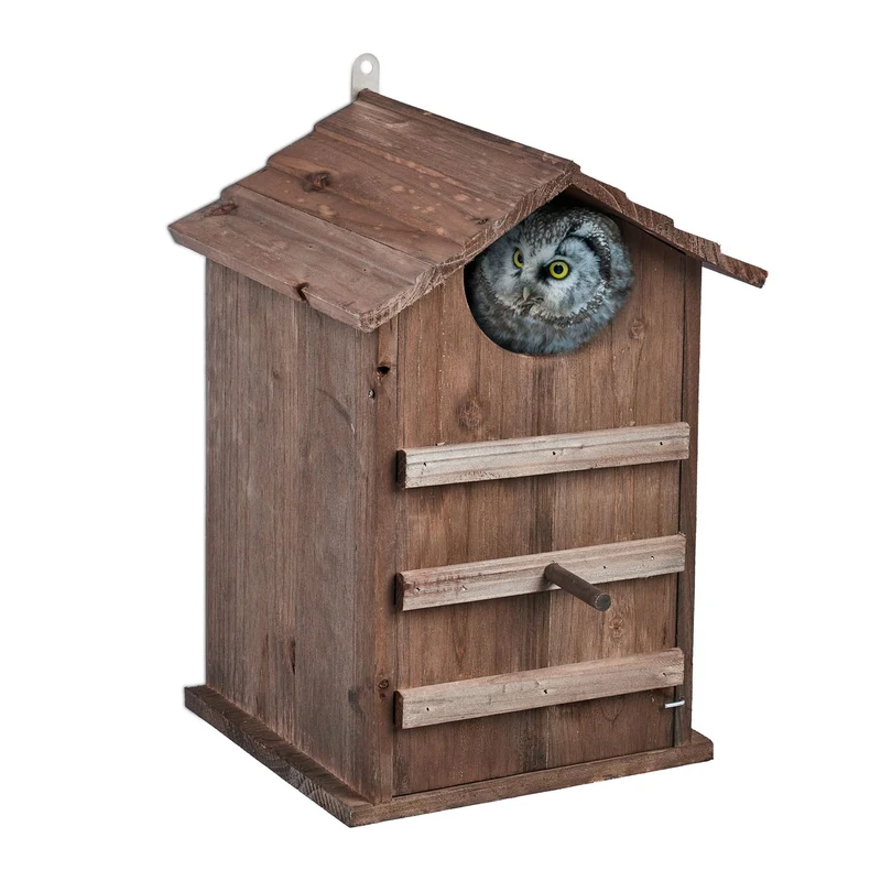 Nichoir pour chouettes à accrocher extérieur 22 x 22 x 30 cm nettoyage facile en bois de sapin naturel 13_0014004