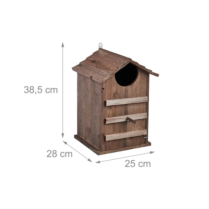 Nichoir pour chouettes à accrocher extérieur 22 x 22 x 30 cm nettoyage facile en bois de sapin naturel 13_0014004