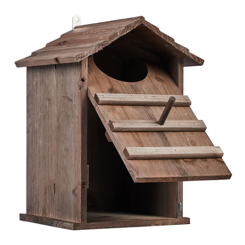 Nichoir pour chouettes à accrocher extérieur 22 x 22 x 30 cm nettoyage facile en bois de sapin naturel 13_0014004