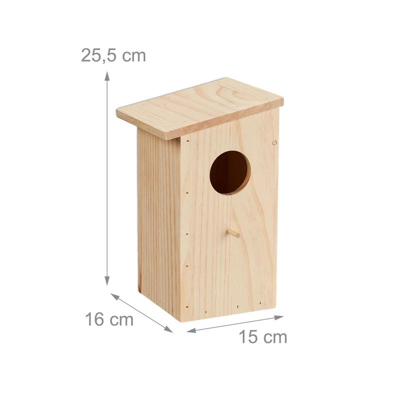Nichoir pour oiseaux extérieur facile à nettoyer jardin balcon 30 x 20 x 20 cm en bois de pin naturel 13_0014336