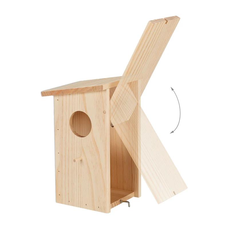 Nichoir pour oiseaux extérieur facile à nettoyer jardin balcon 30 x 20 x 20 cm en bois de pin naturel 13_0014336