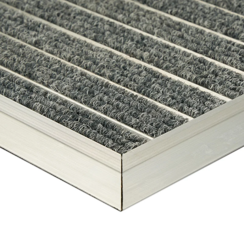 Paillasson rectangulaire antidérapant pratique intérieur extérieur 75 x 45 cm en aluminium gris 13_0014816