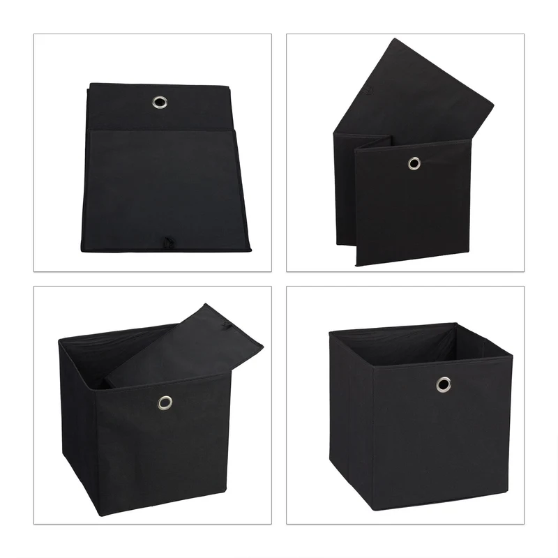 Lot de 4 bacs de rangement pliables pratiques chambre salon 30 x 30 x 30 cm en tissu gris 13_0014533