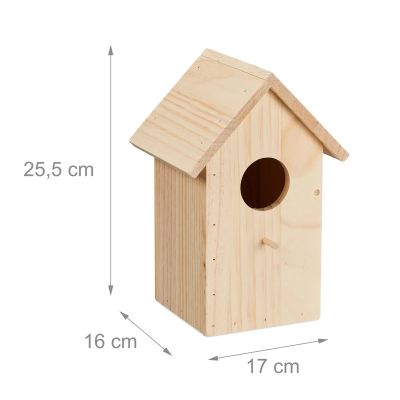 Nichoir pour oiseaux extérieur facile à nettoyer jardin balcon 30 x 20 x 20 cm en bois de pin naturel 13_0014335