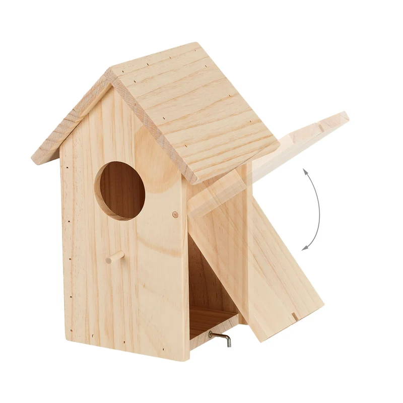 Nichoir pour oiseaux extérieur facile à nettoyer jardin balcon 30 x 20 x 20 cm en bois de pin naturel 13_0014335