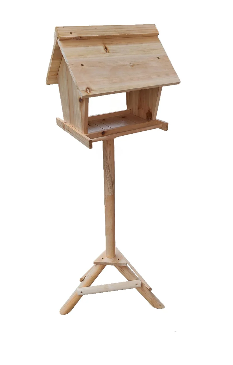 Mangeoire indépendante pour oiseaux sauvages jardin 107 x 32 x 27 cm en bois de sapin naturel 13_0017892