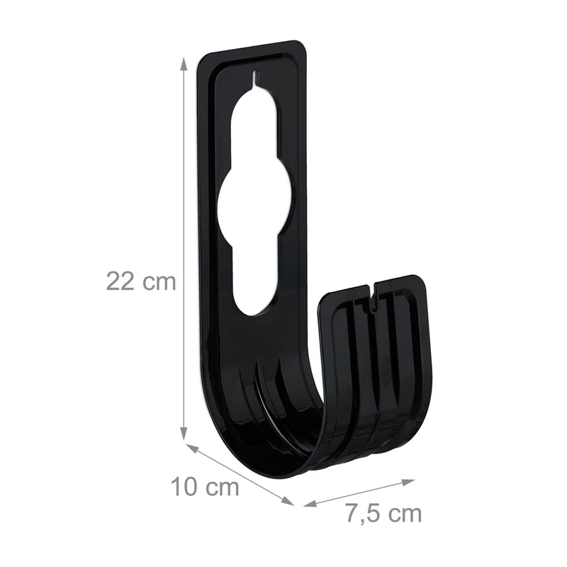 Lot de 4 supports pour tuyau d'arrosage pratique extérieur rangement au mur 15 x 8 x 10 cm en plastique noir 13_0015398
