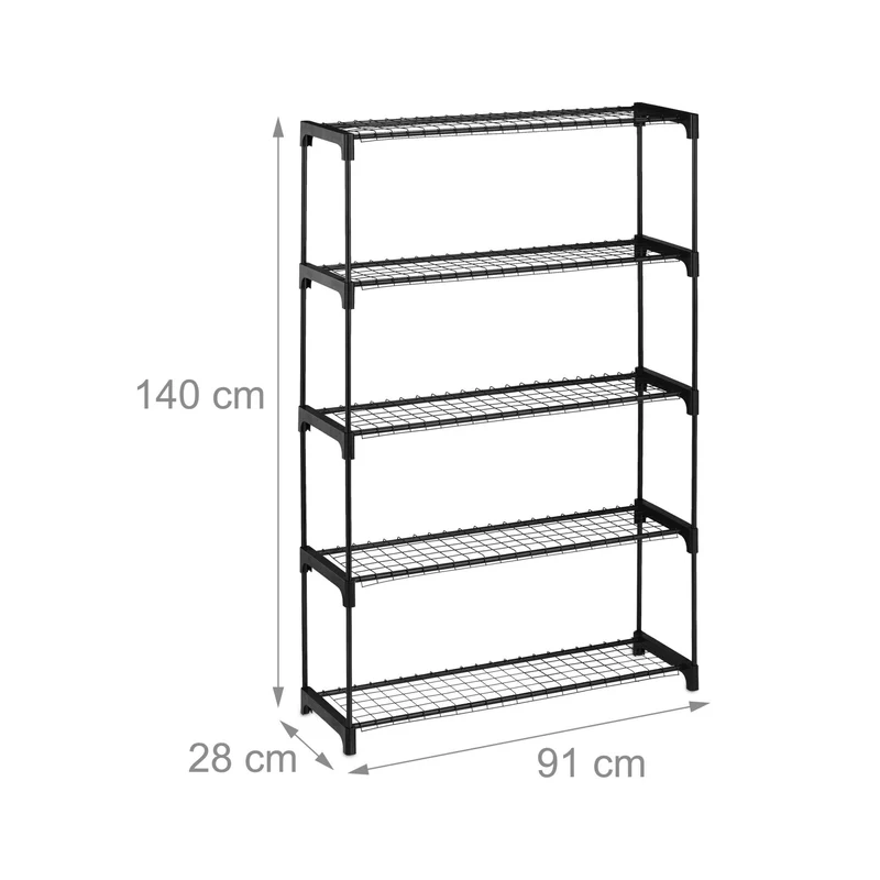 Étagère à plantes extensible pratique 5 niveaux 80 x 30 x 150 cm en métal noir 13_0016536