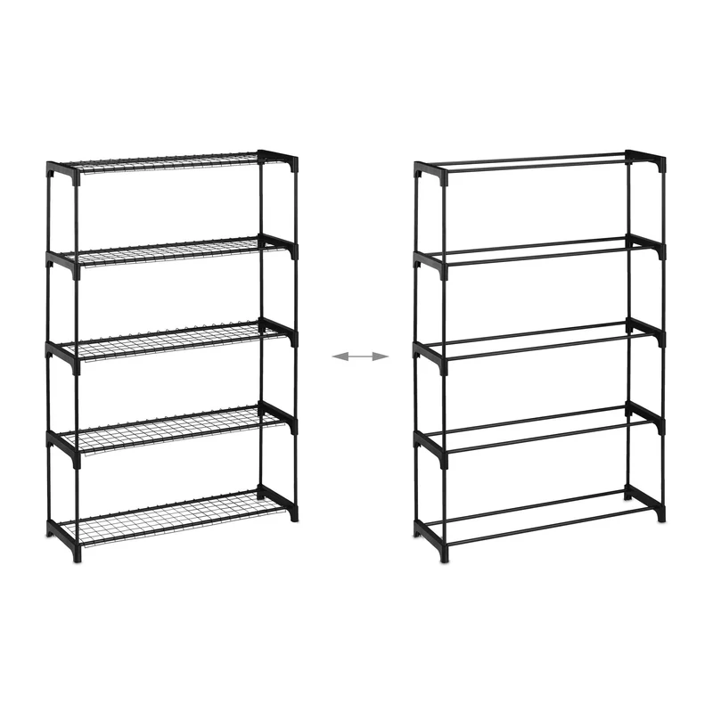 Étagère à plantes extensible pratique 5 niveaux 80 x 30 x 150 cm en métal noir 13_0016536