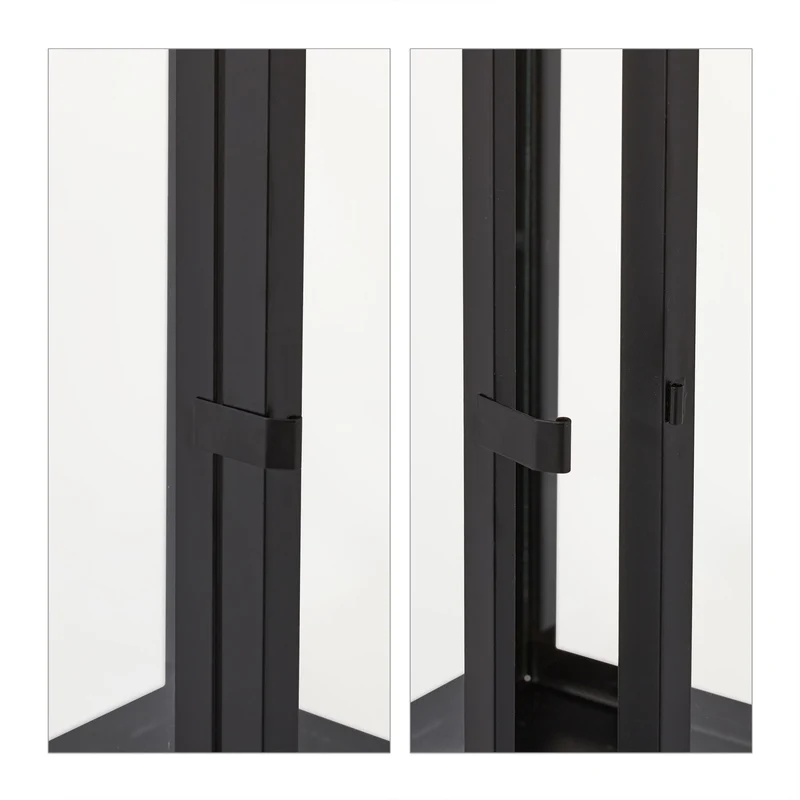 Lot de 3 lanternes décoratives modernes 30 x 10 x 10 cm usage intérieur et extérieur en métal noir 13_0011663