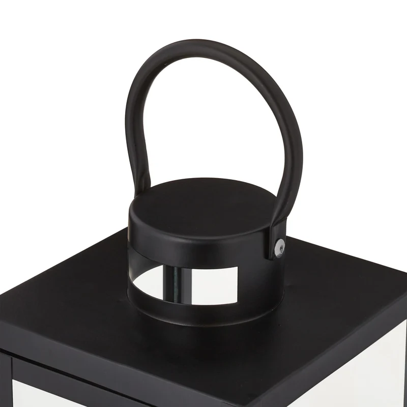 Lot de 3 lanternes décoratives modernes 30 x 10 x 10 cm usage intérieur et extérieur en métal noir 13_0011663