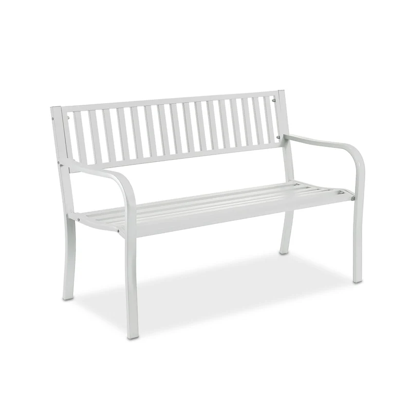 Banc de jardin classique confortable 127,5 x 59,5 x 82 cm pour 2 personnes en métal gris 13_0017465