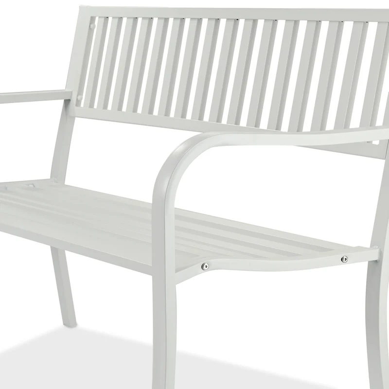 Banc de jardin classique confortable 127,5 x 59,5 x 82 cm pour 2 personnes en métal gris 13_0017465