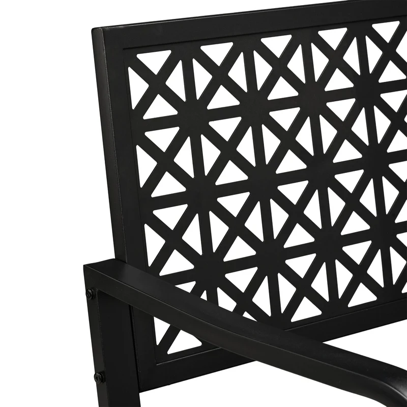 Banc de jardin confortable 120 x 48 x 45 cm pour 2 personnes design géométrique extérieur en acier noir 13_0016733