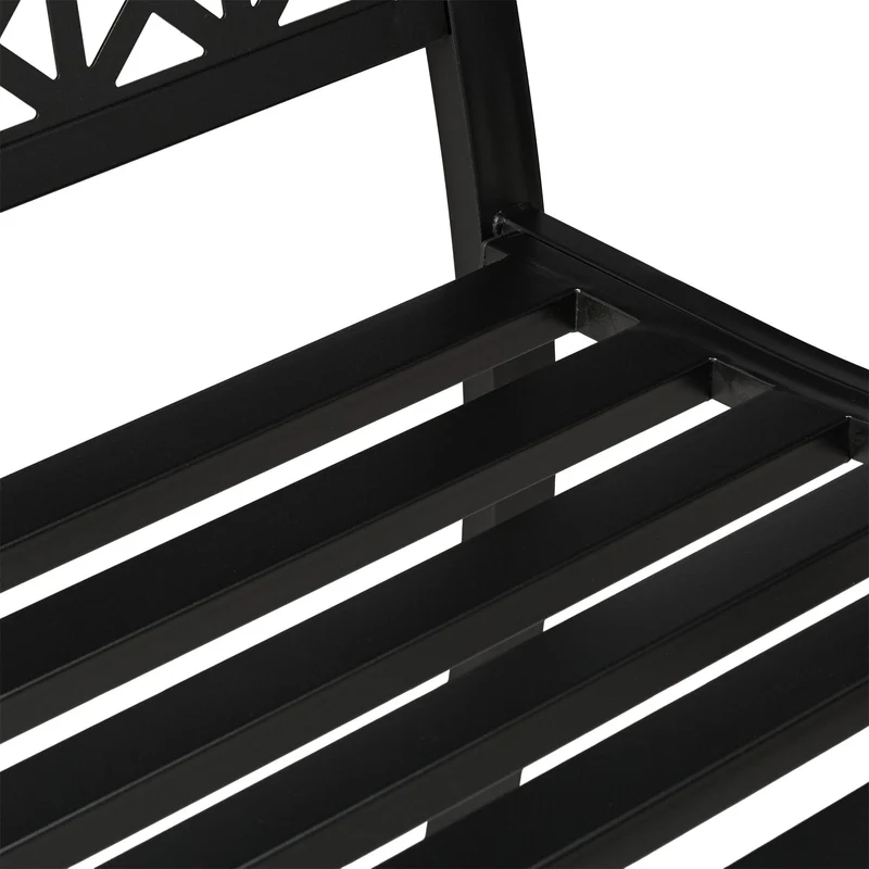 Banc de jardin confortable 120 x 48 x 45 cm pour 2 personnes design géométrique extérieur en acier noir 13_0016733