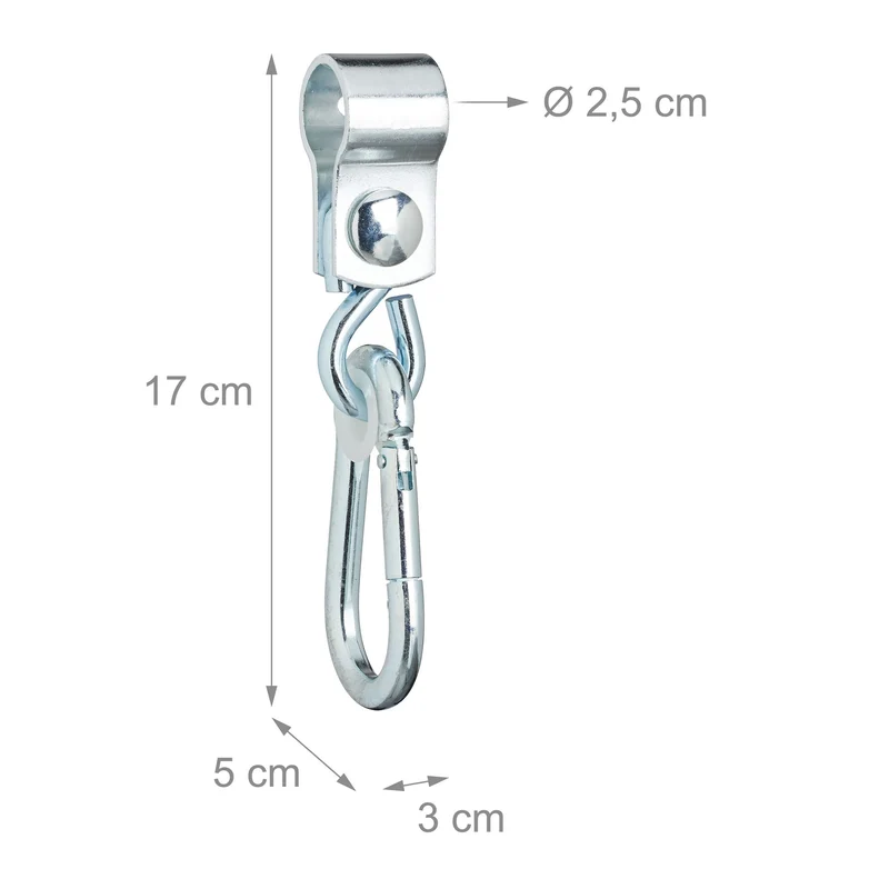 Lot de 2 crochets de balançoire 25 mm fixation rapide balcon jardin en fer inoxydable argenté 13_0015022