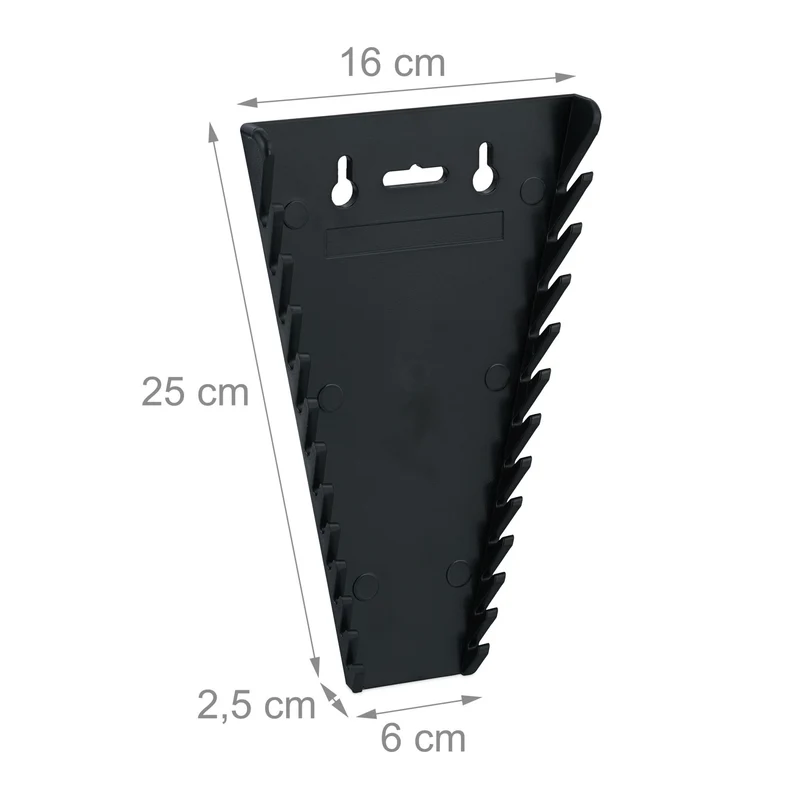 Lot de 2 supports pour clés plates 12 emplacements rangement magnétique garage 20 x 5 x 4 cm en plastique noir 13_0015468