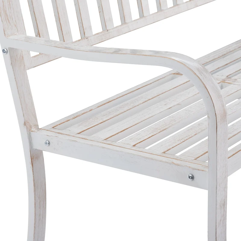 Banc de jardin avec table intégrée 150 x 58,5 x 89 cm pour 3 personnes style élégant en acier gris 13_0010638