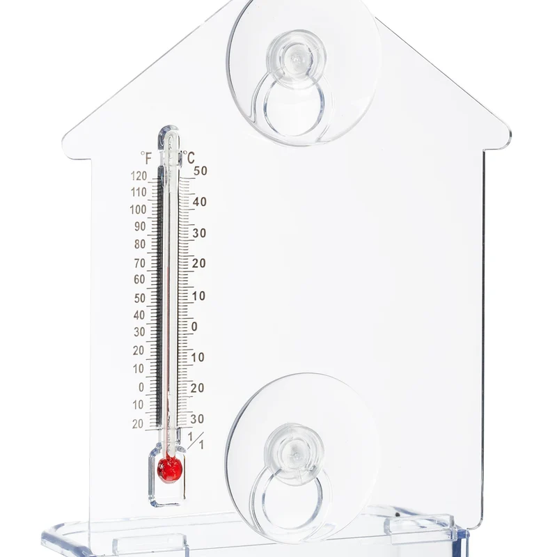 Lot de 2 mangeoires à oiseaux pratique à fixer fenêtre 30 x 20 x 20 cm en plastique transparent 13_0014504