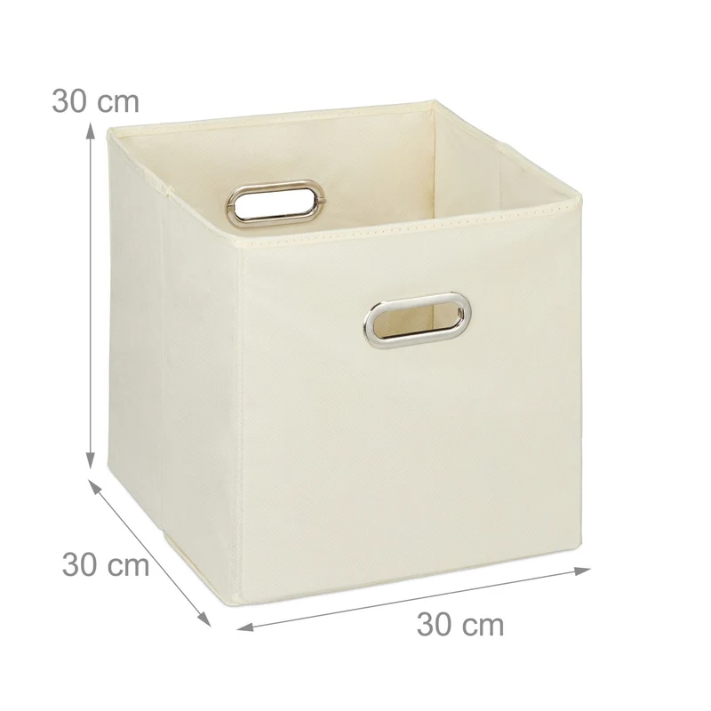 Lot de 4 boîtes de rangement carrées pratiques 30 x 30 x 30 cm en tissu bleu 13_0014495