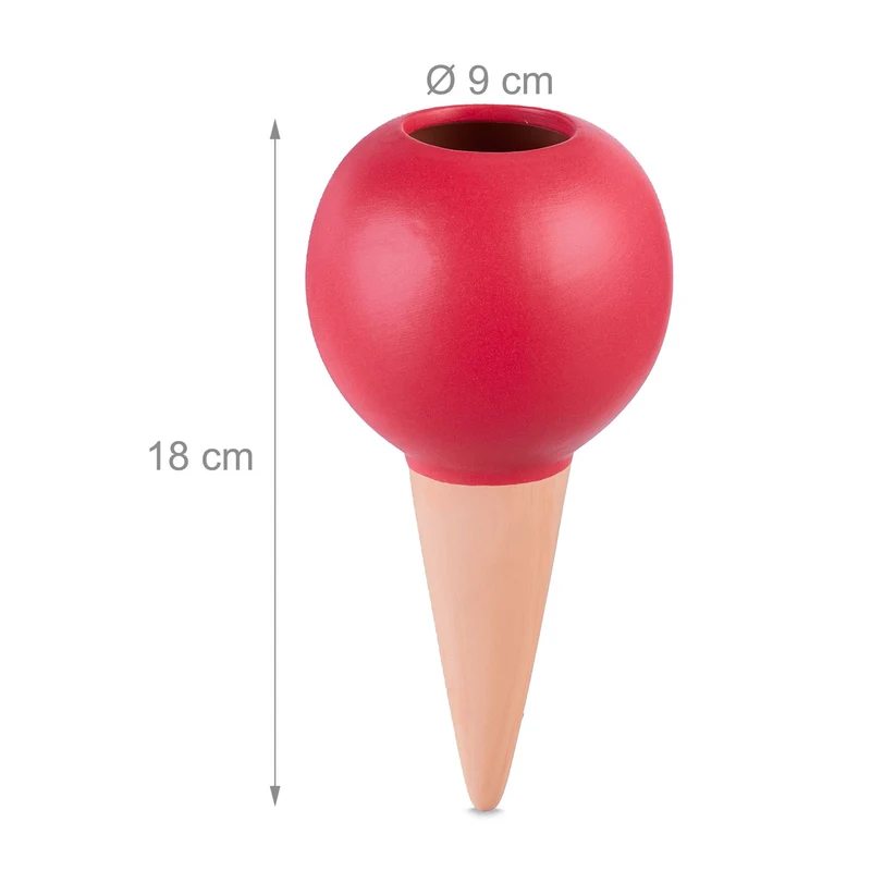 Lot de 4 cônes d'arrosage automatique pour plantes d'intérieur jardin 24 cm en argile beige 13_0014925
