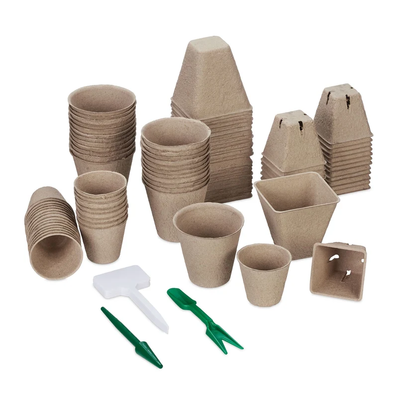 Lot de 96 pots de culture biodégradables jardiniers 10 x 10 x 10 cm en papier kraft 13_0014235