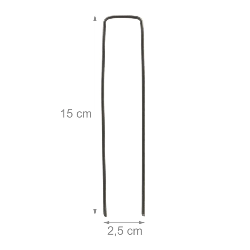 Lot de 250 piquets de jardin en U pour fixer bâches travail extérieur 15 cm en acier gris 13_0012922