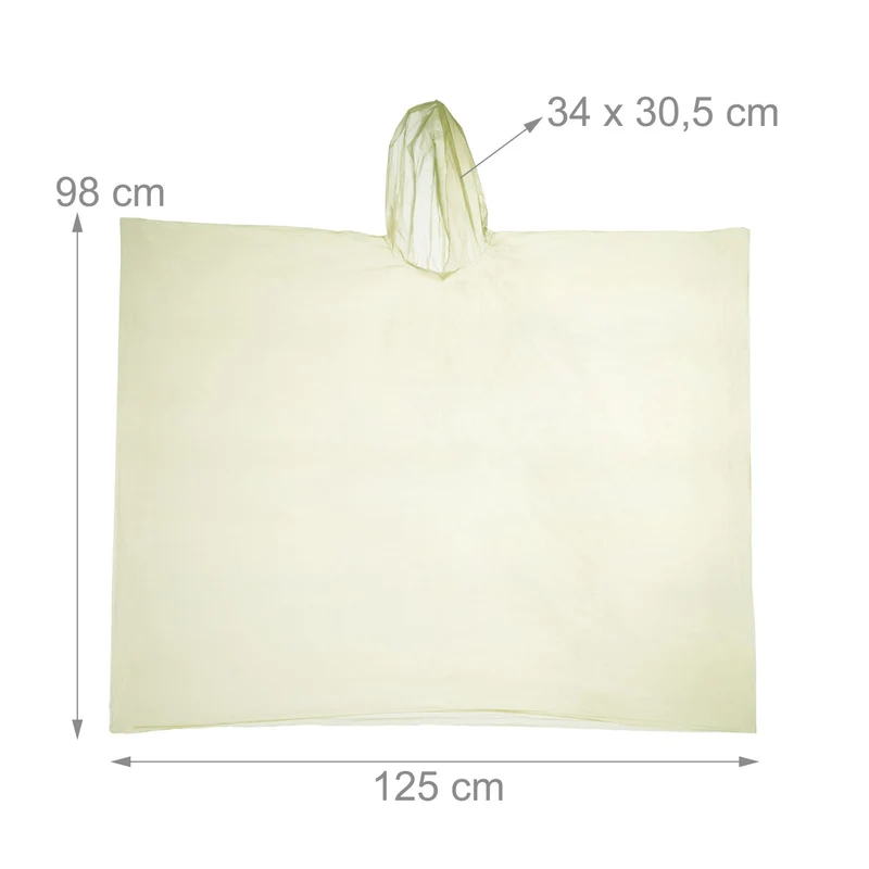 Lot de 20 ponchos de pluie jetables pratiques protection contre la pluie taille unique 123 x 125 cm en polyéthylène transparent 13_0014738