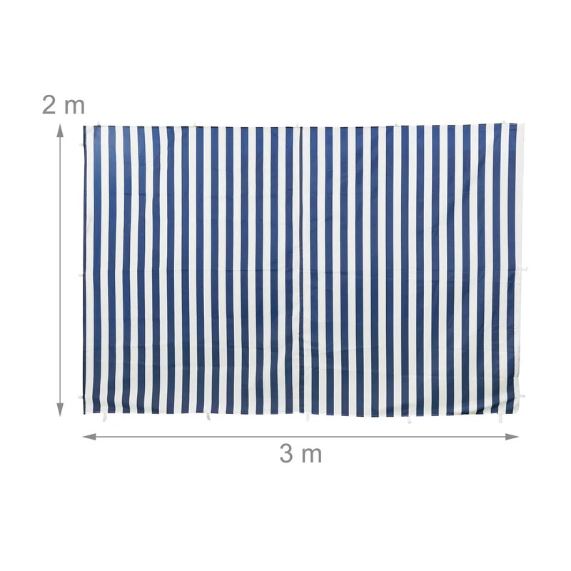 Lot de 2 parois latérales rayées pour tonnelle 3 x 4 m protection contre le vent et la pluie en PE bleu 13_0013254