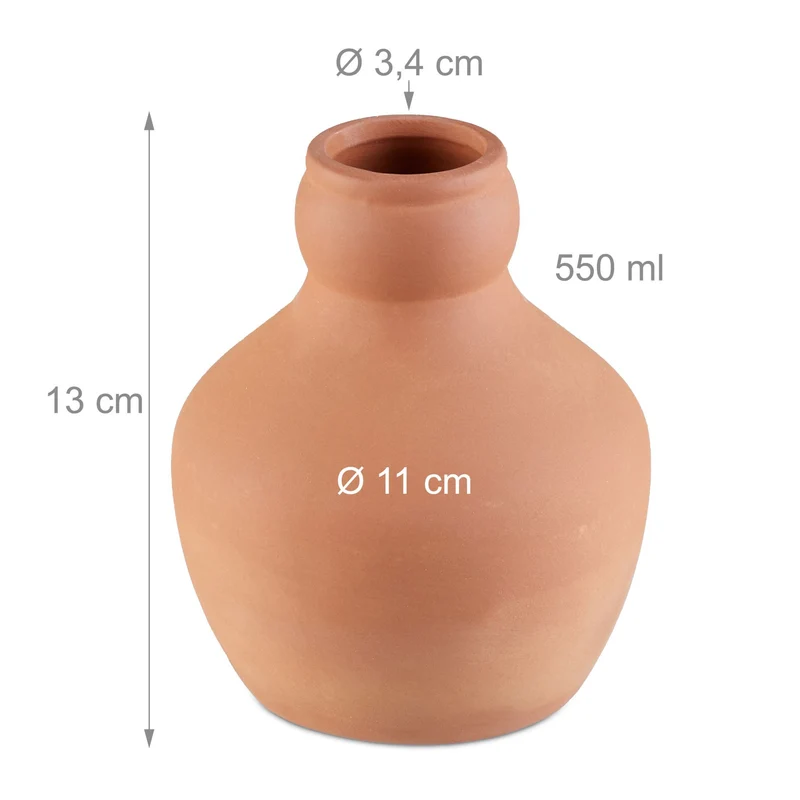 Lot de 3 ollas d'arrosage en argile pour irrigation souterraine plantes jardin 550 ml en terre cuite marron 13_0016528