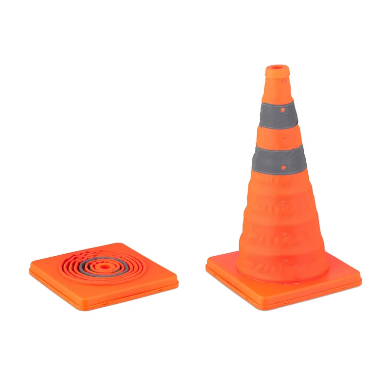 Lot de 4 cônes de signalisation pliables pratiques entraînement visible en PVC orange 13_0014361